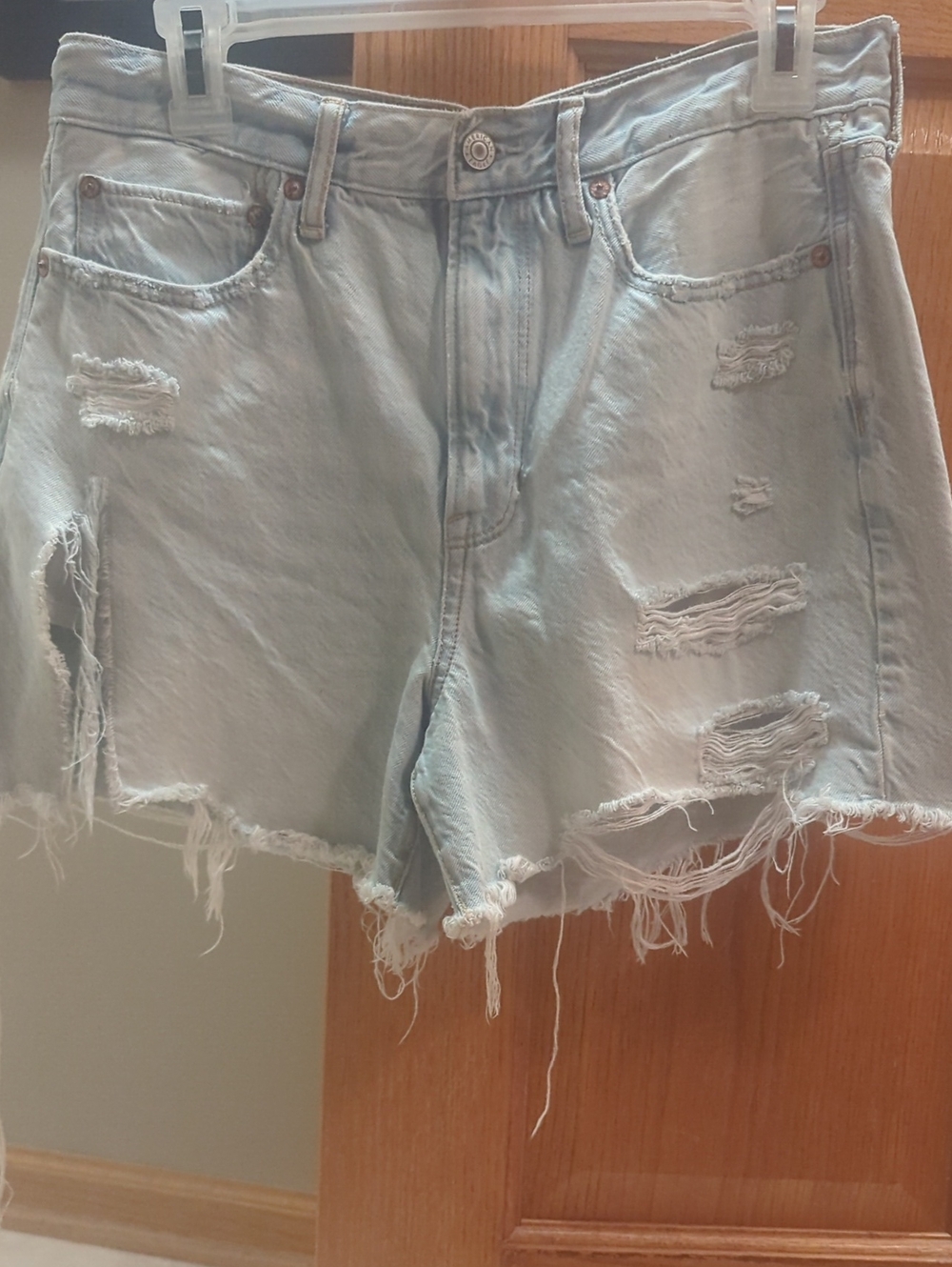American Eagle Outfitters Light Wash Distressed Denim Shorts
